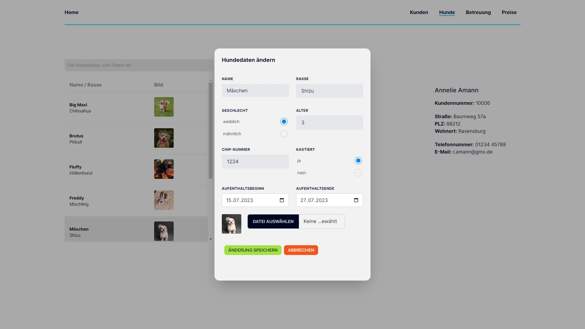 Hunde verwalten