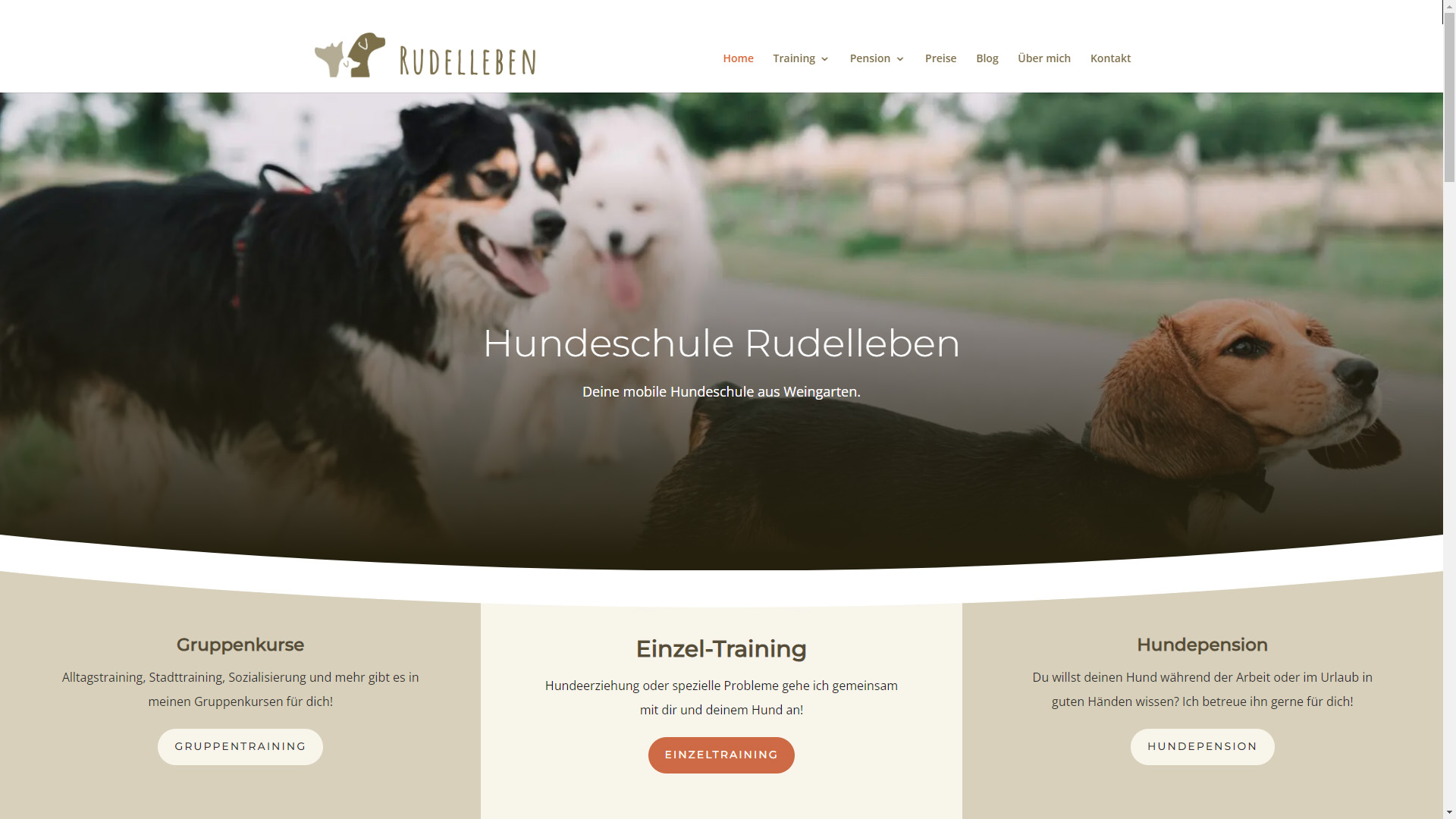 Landing-Page Hundeschule Rudelleben